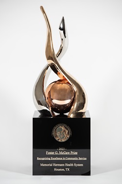 Foster G. McGaw Prize on a stand