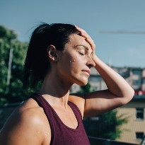 Woman sweating