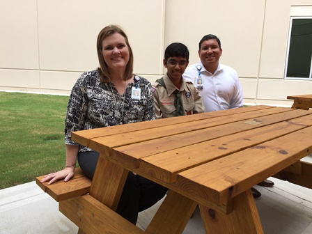 Memorial Hermann Eagle Scout picnic table