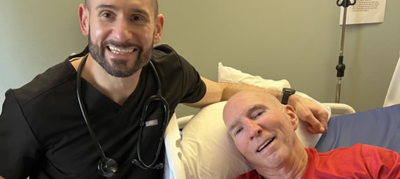 TIRR Memorial Hermann patient, John Eidman, works through rehabilitation with Dr. Chris Falco.
