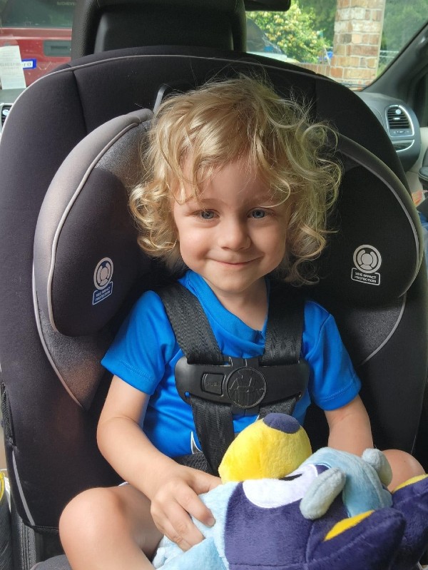 patient gavin in car seat