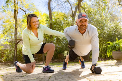 NewStart success stories, the Patranellas, share a workout routine together.