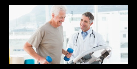 Man with weights stress test