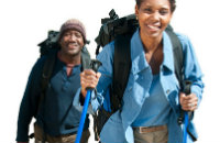 Woman and man hiking