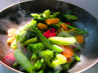 Veggies cooking in a pan