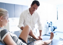 Girl being treated for foot pain