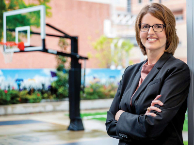 TIRR Memorial Hermann CEO, Rhonda Abbott, poses at the Sports Park.