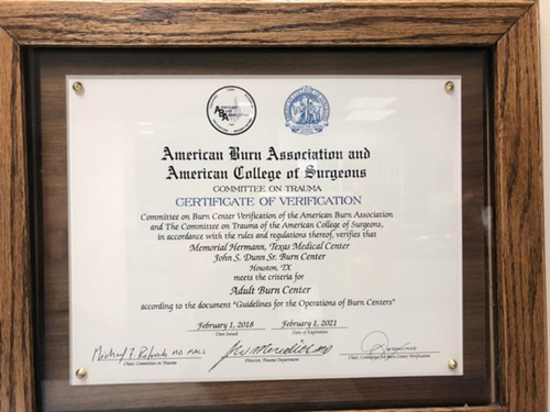 Trauma burn survey certificate