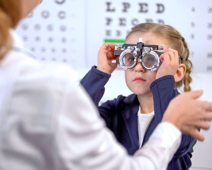 child taking eye exam